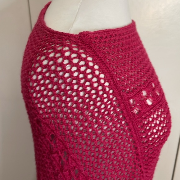 Chico's Pink Crochet Knit Poncho One Size Fits All - Picture 5 of 9